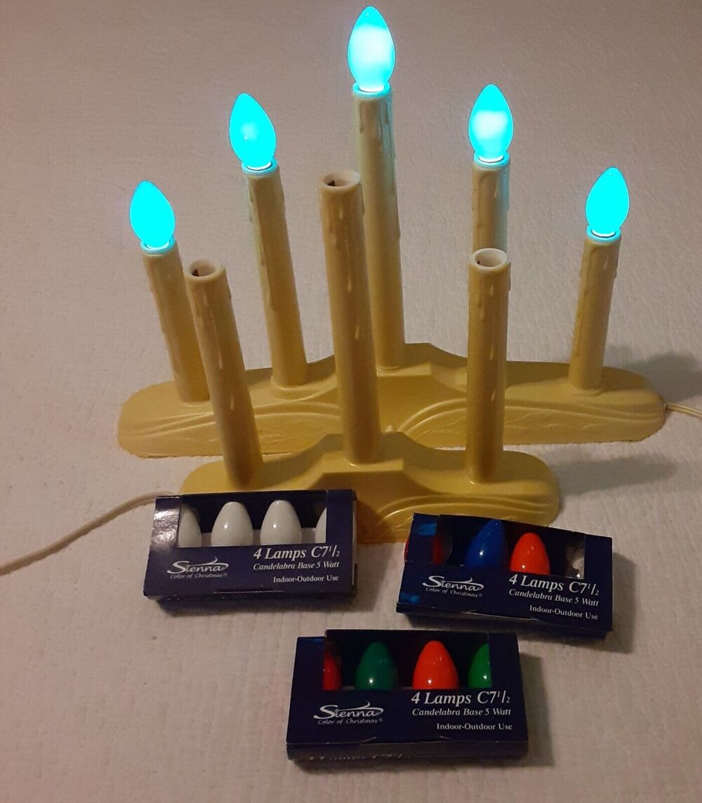 Vintage Christmas Window Candleabras w/ extra bulbs